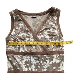 SISON Vintage Tan/Brown Floral Burnout Velvet Mini Dress 70s Style Y2K Fairycore