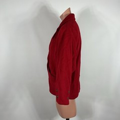 Vintage Fendi Wool Coat Womens 44 Red Batwing Peacoat Jacket Embellished Buttons