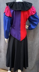 Vtg Dress Colorblock 80s Puff Sleeve Circus Theme ClownCore S/M