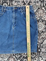 VINTAGE 1990s Y2K LizWear Denim Jean Mini Skirt SIZE 10 Mom Retro Cotton Pockets