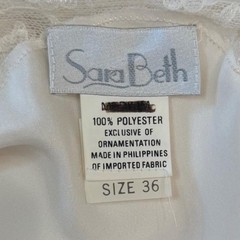 Sara Beth Vintage Cream Satin Nightgown Lace Floral Embroidery Pearl Accent 36