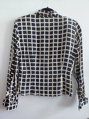 Vintage 1990s 100% Silk Blouse Black and White Alexandria Size 4 Long Sleeve Top