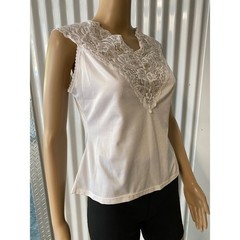 Vanity Fair Vintage White Lace Trim Sleeveless Top Camisole 17-152 Womens Medium