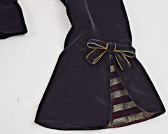 Vintage Velvet Jacket Be Art Size S/M 80s Shiny Black Ribbon Trim Jewel Buttons