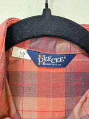 Vintage Dee Cee Women’s Plaid Button Up USA Made Salmon Brown Western Sz XS/S