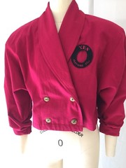 Vintage 80s YES CLOTHING Batwing Blazer Jacket Fuchsia Short S AMAZING