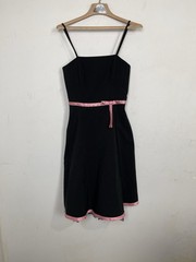 Byer Too! Vintage Black Pink Ribbon Lace Trim Fit Flare Dress Size 7 Made in USA