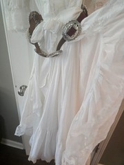 Vintage Western Collection Styles White Wedding Style Dress Petite W/ Belt NOS