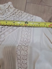 Antique Edwardian 1930s White Cotton Lace Blouse High Neck Semi Sheer/ Display