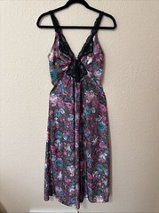 Vintage Vandemere Floral Silky Full Sweep Maxi Nightgown Negligee Gown Sz XSP
