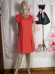 Vintage 60s Twiggy Dress Red White Graphic Pattern A Line Retro Sundress 38-42