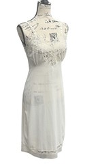 Vintage Ivory with Lace Babydoll Peignoir Nightgown Negligee w/ Shoulder Straps