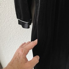 Vtg Patricia Lane Size M 12-14 Black Velvet Robe Half Zip Grandmacore Lounge