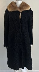 Hudson’s Bay Company Black Persian Lamb Swing Coat With Mink Fur Collar Vintage
