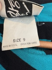 Byer Too Knit Dress Vintage 80s Black Turquoise Diagonal Stripe Sz 9 10