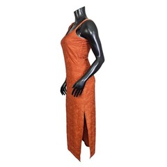 Vintage Y2K Shape FX Newport News Orange Textured Bodycon Maxi Dress Womens M