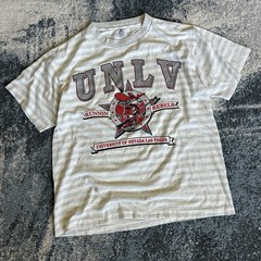 Made in U.S.A. UNLV TENNiS HEATHER ASH CREAM SLUBBY STRiPED SiNGLE STiTCH BELTON