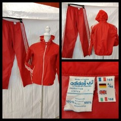 Adidas 1970’s Tracksuit Women’s Large Red Vintage Nylon Made In France #Z4313