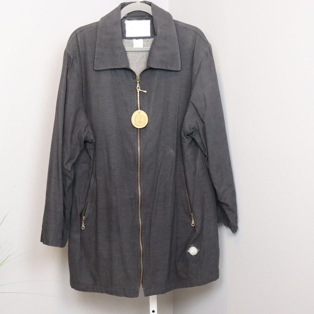Vintage Blue Willi’s Denmark Zip Jacket Coat Gray Organic Cotton NWT Unisex