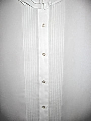 LOVELY VINTAGE WHITE CREPE BLOUSE WITH RUFFLES AND PINTUCKING