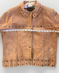 Vintage Y2K Tan Suede Grommet Skirt & Jacket Set In Large By Robert Louis Paris