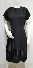 Beautiful Vintage 1940’s Black Crepe & Satin Dress with Rhinestones – Size M