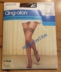 Sears Cling Alon Garter Stockings Nylon Toast Statuesque 2 Pair Pack NEW
