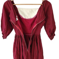 Vtg 50s Candy Jones XXS Folk Prairie Peasant Dirndl Midi Day Dress Ditsy Costume