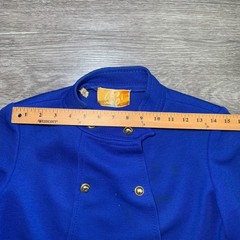 Vintage Gibi 60s 70s Blue Wool Skirt Suit Set Sz. 14 Italy