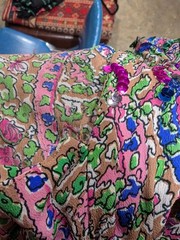 1940’s Cold Rayon Pink Blue Floral Sequin Embellished Dress Side Zip Small