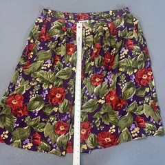 Alfred Dunner Vintage 100% Silk Floral Midi Skirt Purple Red Green Size 18