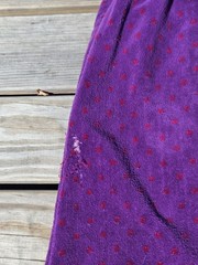 Vintage Purple Polka Dot Terry Cloth Bathrobe Robe Belted Shawl Collar Cotton