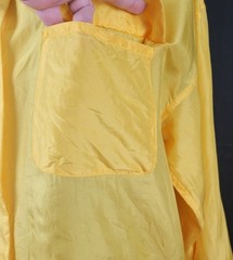 Vintage Bonjour Yellow Oversized Silk Blouse w Button Down & Flap Pockets Size M