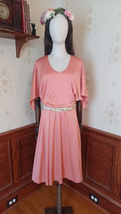Vintage 1970s Patty O’Neill Peach Romantic Boho Flowy Disco Goddess Dress