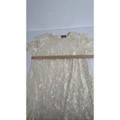 Vintage Mister Jay Lace Midi Dress L Cream Tiered Drop Waist Wedding Guest