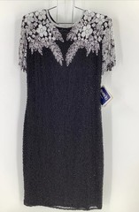Swee Lo Womans Size S Dress 100% Silk Black White Floral Beading Vtg 80’s Tags