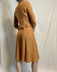 Vintage Johnathan Logan Burnt Orange Two Piece Dress Wool XS