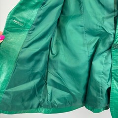 Michael Hoban North Beach Green Leather Blazer Jacket Vintage Womens Size 7/8