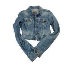 Abercrombie & Fitch Light Blue Cropped Denim Jean Jacket Size Small Boho 90s