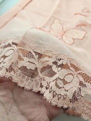 Dacron Orange Half Slip Lace Trim Embroidered Applique Butterfly Sz Small Vtg