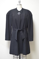 1930s 1940s YOUTHMORE Black Crepe Wool Dress Coat~Single Button Front~ Size XS