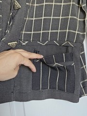 Vtg Saint Germain Paris Gray Striped Windowpane Check Tunic Pant Set S