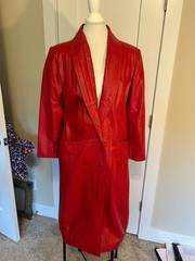 Vintage women’s 1980’s red Argentinian leather trench coat – Small