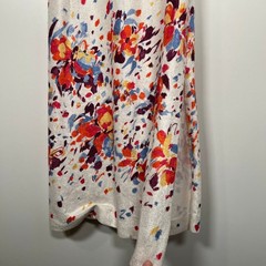 Vintage Tobi White Multi Abstract Floral Paint Splatter Midi Dress Belted S/M