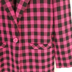 VTG Chad Stevens Pink Black Buffalo Check Skirt Suit Set Clueless 10/12