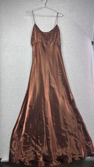 VTG 90s y2k Brown Metallic Slip Satin Maxi Fairy Grunge Whimsigoth Prom Dress