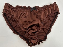 Glossy Butter Second Skin Satin Bikini Panties Sissy Wet Look Silky Ruffles M/L