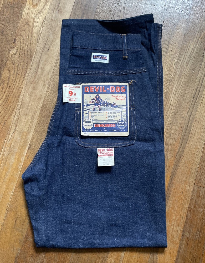 Vintage 1940s Woman’s Indigo Denim Jeans Deadstock Rosie Riviter
