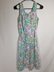 Vtg 1970’s Serbin Designed By Marianne Floral Shift Dress Halter Resort Mod Size