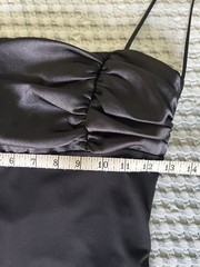 Vintage 90s Black Prom Formal Gown Satin Sexy Back Long Size 9/10
